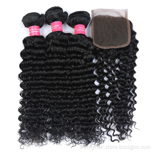 Raw Brazilian Hair Bundles Woman Hair Virgin Brazilian,Virgin Human Hair Deep wave 30 Inch Bundles Wholesale